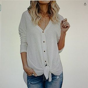 Waffle Knit Tunic with Tie